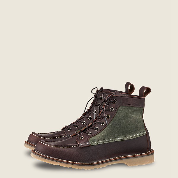 Red Wing Mens Weekender Canvas Moc - 6-inch Oil-slick Leather - Heritage Boots Dark Brown - 0739TMOB